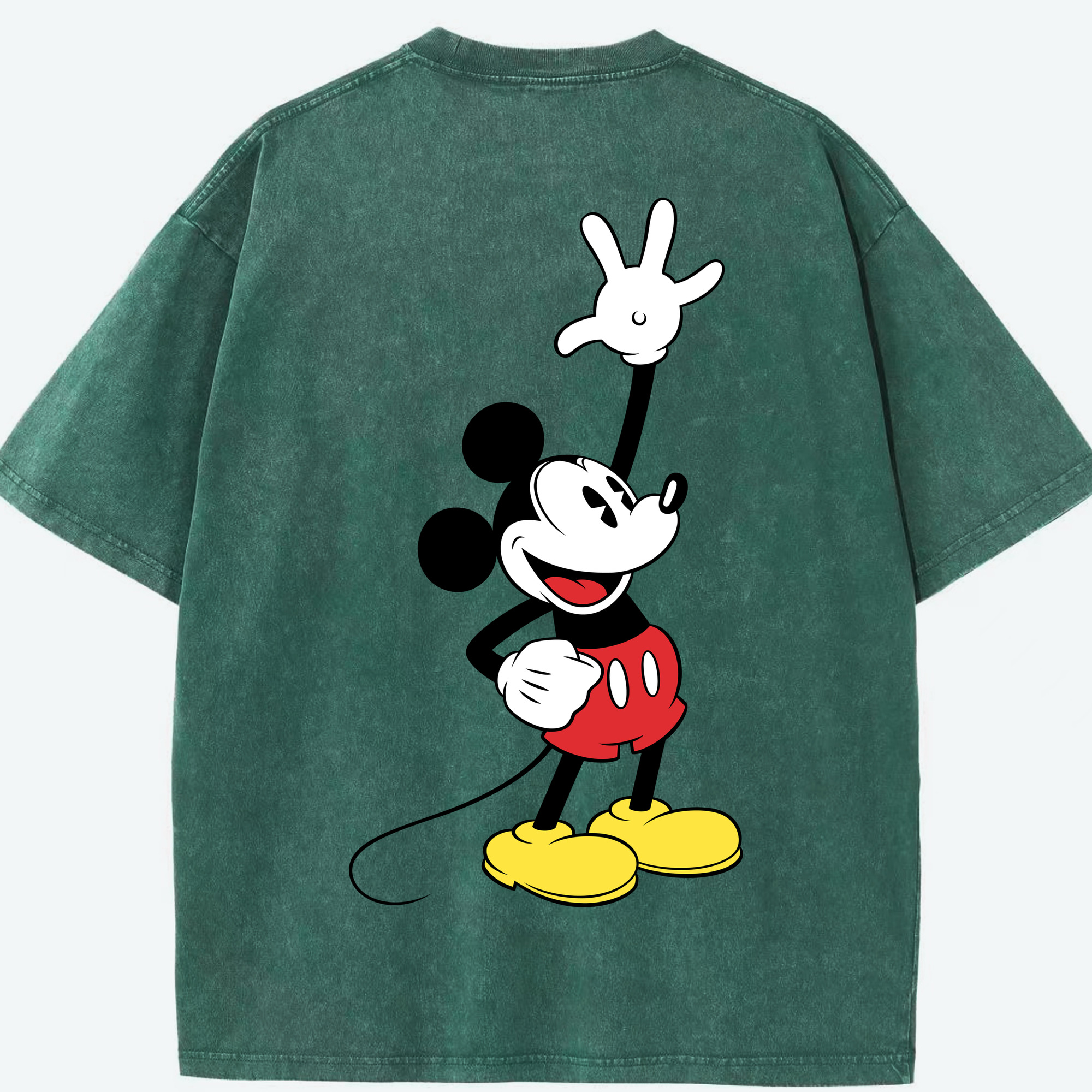 （画像用） ミッキーマウス Mickey Mouse 綿100% ヴィンテージ風 半袖Tシャツ（背面プリント）